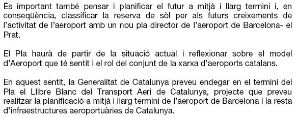 Extracto del plan de aeropuertos y helipuertos de Catalunya (2009-2015)